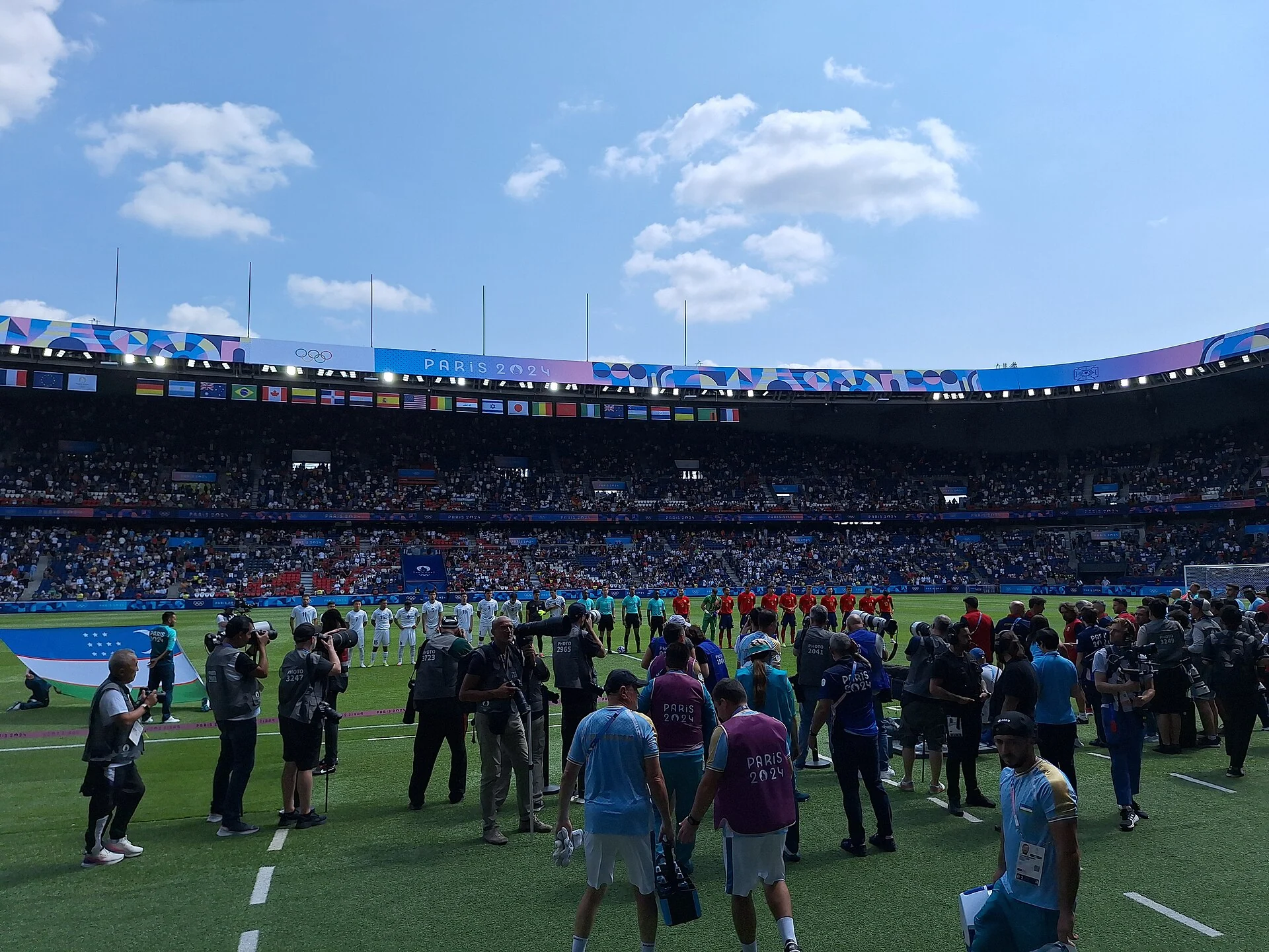 Spain competes in an international football match at the 2024 Olympic tournament.