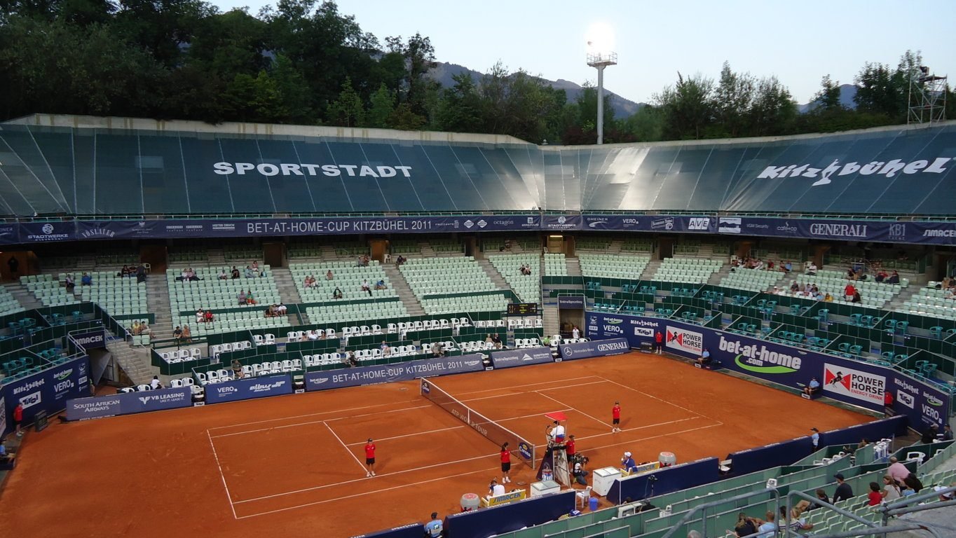 Centre court at the Kitzbuhel tennis stadium.