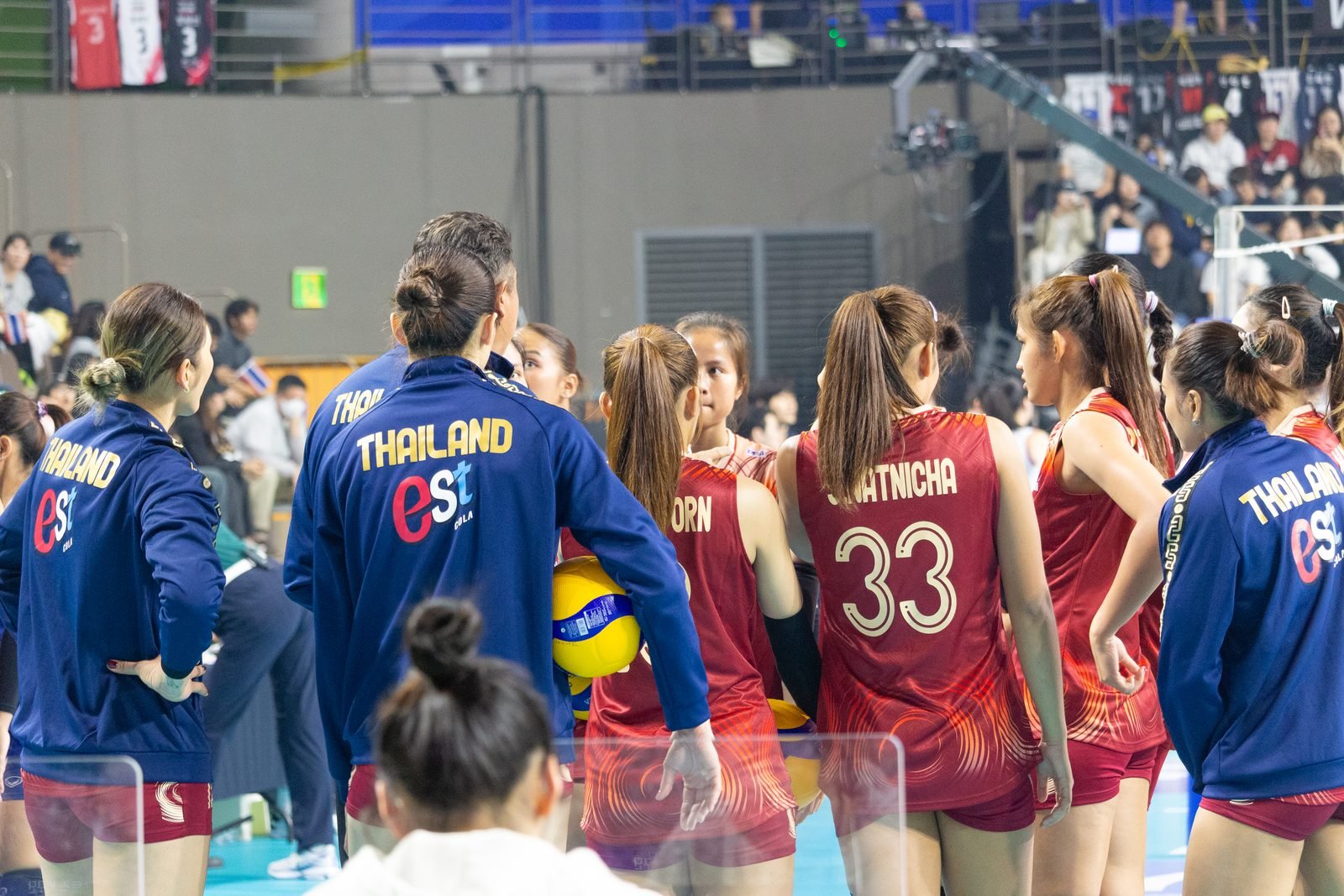 Thailand's women's volleyball team lines up before an international match.